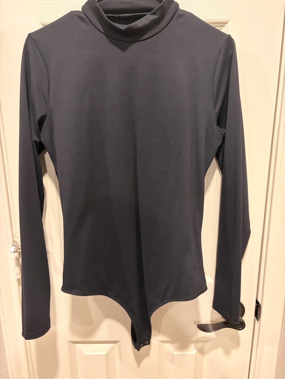 Women's Black Long-Sleeve Mock Neck Bodysuit
